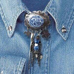 VTG Silver and Blue Bohemian / Western Style Brooch